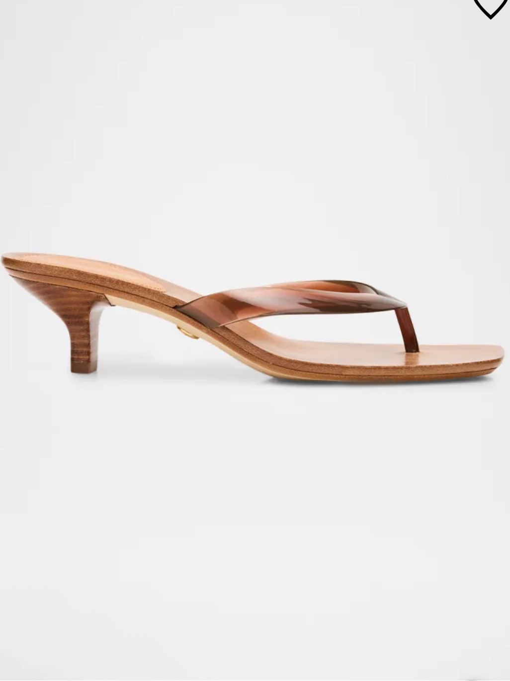 Veronica Beard Brown Tortoiseshell Kitten-Heel Thong Sandals